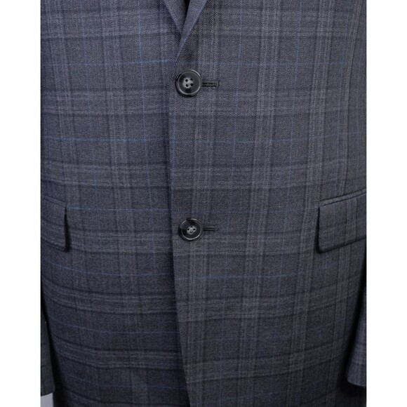 Calvin Klein Mens Two Button Plaid Blazer Wool Sport Coat Jacket Size 42XL - Picture 3 of 13